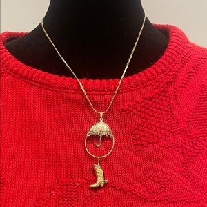 Gold Umbrella and Boot Pendant Necklace